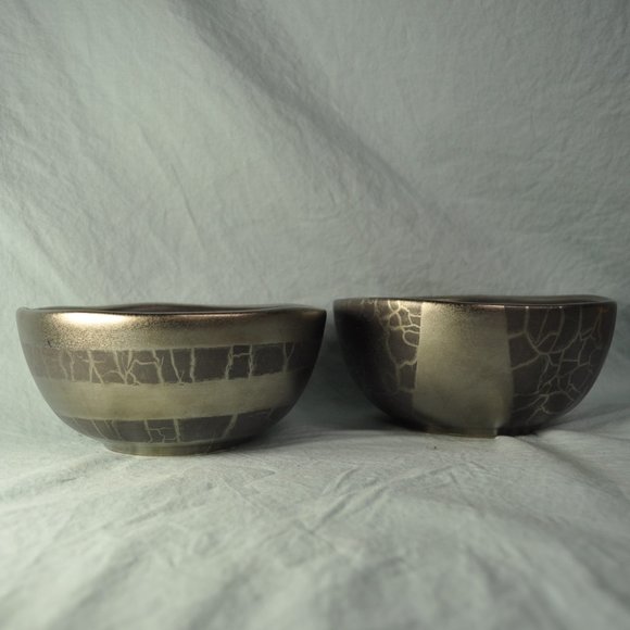 TWO signed 22 oz bowls 2007 Michael Wainwright ceramics grey (w1451) - Picture 1 of 16